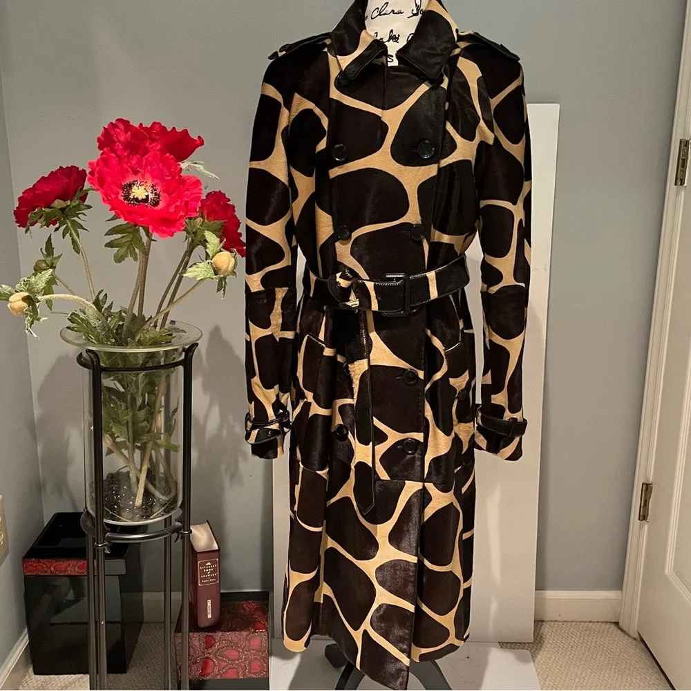 HOLD - Buberry Prorsum Giraffe Calf Hair Trench Coat, RARE, HTF Sz IT48, US6/8 - Picture 5 of 16